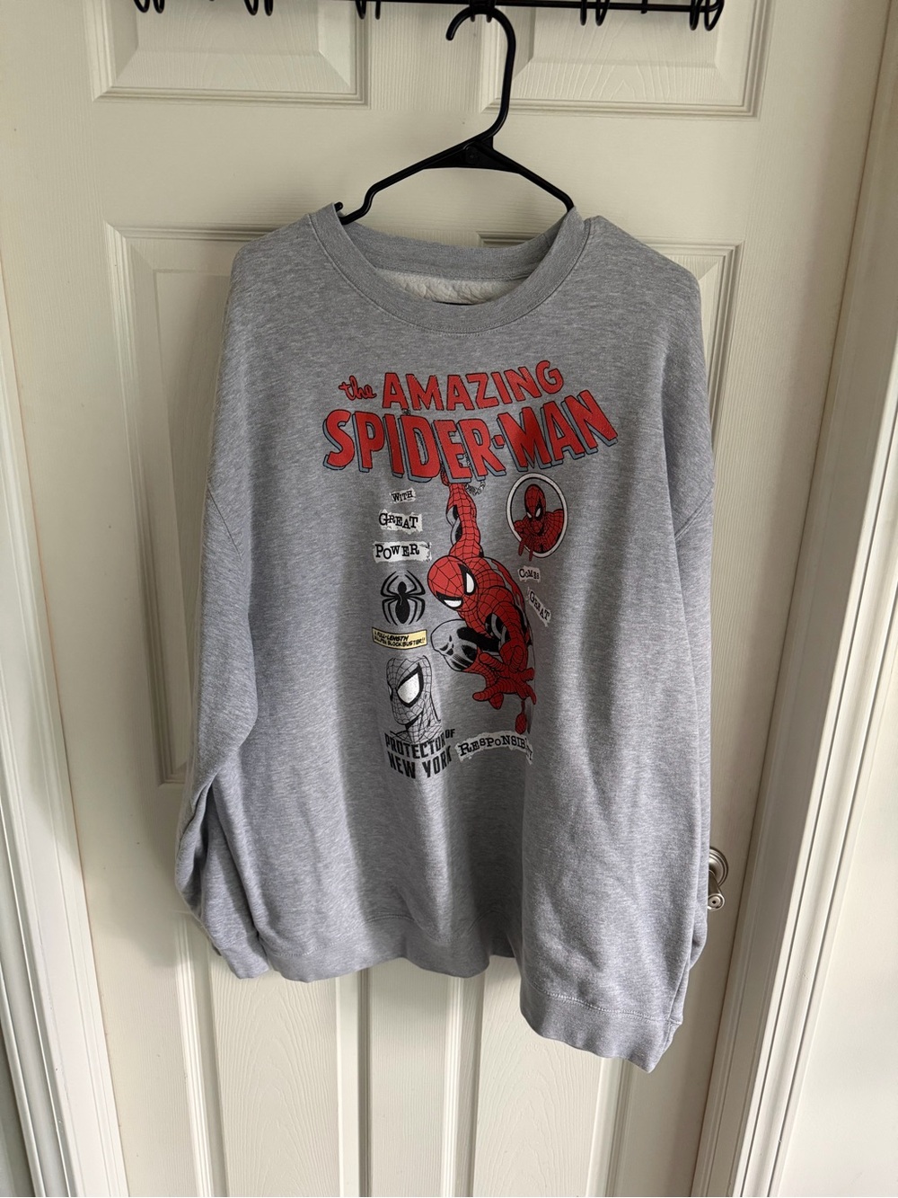 Marvel Gray Crewneck Sweatshirt with Red Spider-Man Graphic